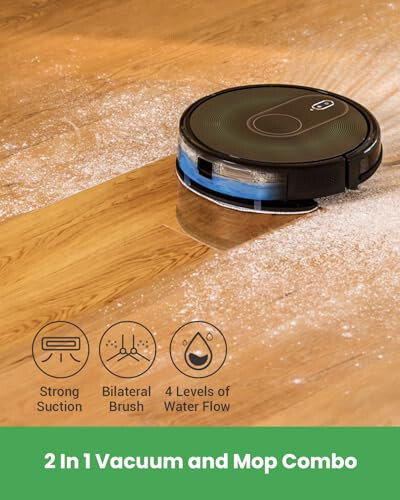 VAOTIDY Robotic Vacuum and Mop Combo - 3000Pa Powerful Suction, App/WiFi/Alexa/Siri Control, Slim & Quiet Design, Multi-Mode Cleaning for Hard Floors and Low (Black) - 7