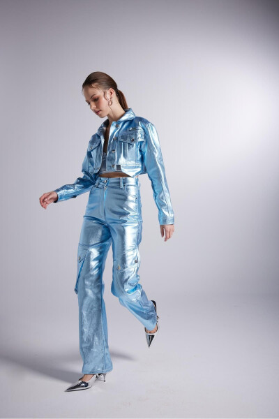 Varak Coating Cargo Pocket Millen Trousers Blue - 3