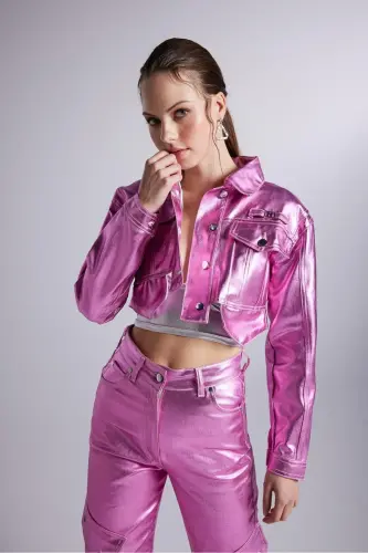 Varak qoplama Crop Millen kurtka pushti - 1