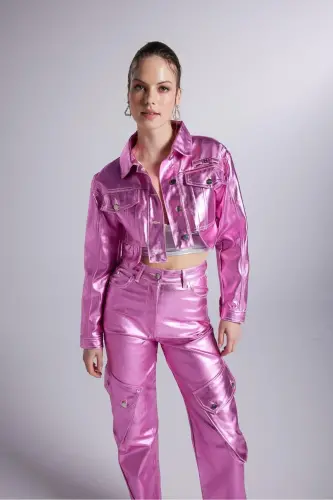 Varak qoplama Crop Millen kurtka pushti - 6