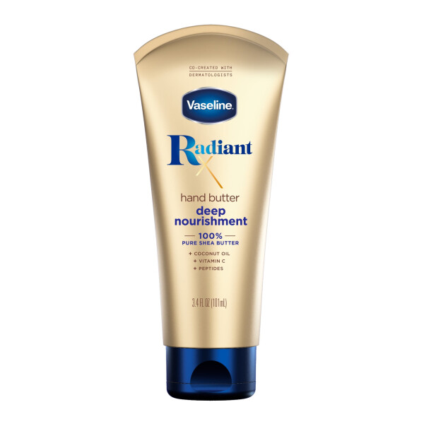 Vaseline Radiant X Deep Nourish Modazoneent Ayollar qo'l kreami 100% toza Shea yog'i Quru teri, 3,4 untsiya - 1