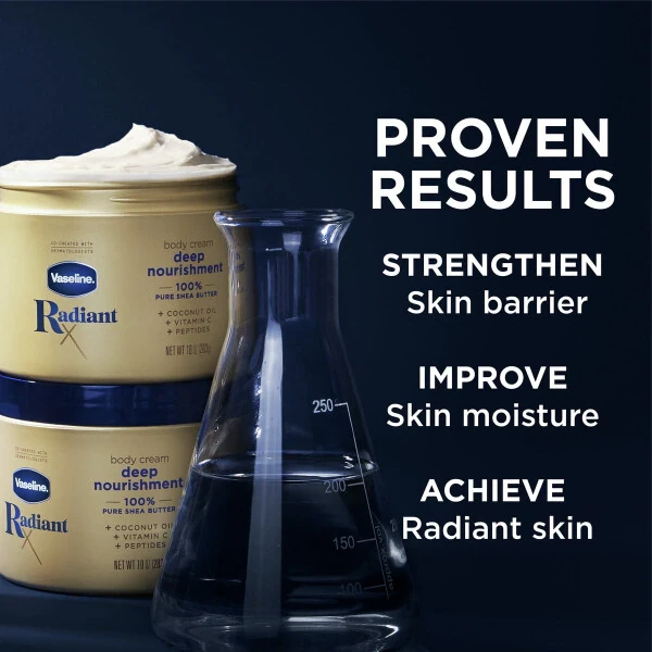 Vaseline Radiant X Deep Nourishment Pure Shea Butter Body Cream for Dry Skin, Coconut, 10 oz - 7
