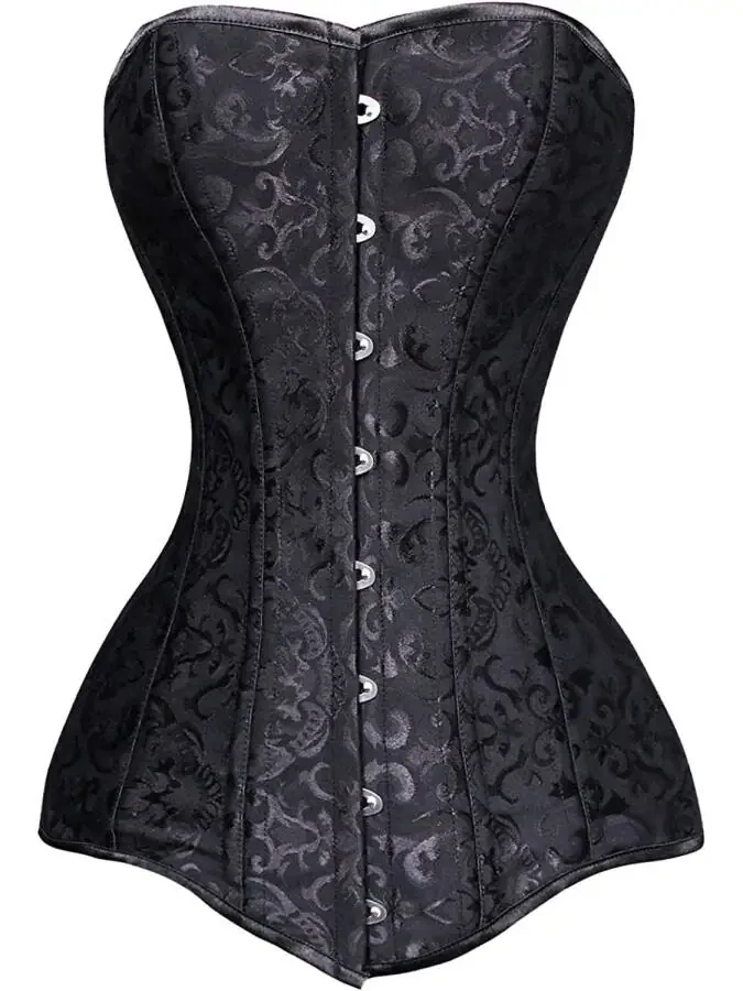 VASLANDA Women's Hourglass Longline Overbust Corset Steel Boned Long Torso Waist Training Bustier- - 1