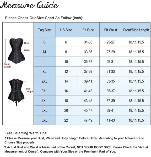 VASLANDA Women's Hourglass Longline Overbust Corset Steel Boned Long Torso Waist Training Bustier- - 3