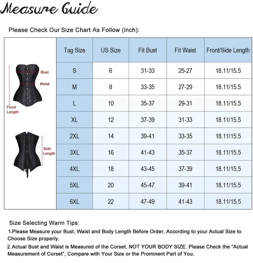 VASLANDA Women's Hourglass Longline Overbust Corset Steel Boned Long Torso Waist Training Bustier- - 3