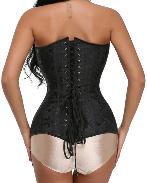 VASLANDA Women's Hourglass Longline Overbust Corset Steel Boned Long Torso Waist Training Bustier- - 5