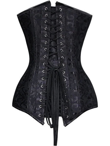 VASLANDA Kadınların Kum Saati Uzun Desenli Göğüs Üstü Korse Çelik Kemikli Uzun Gövde Bel Eğitimi Bağcıklı - Modazone (1)