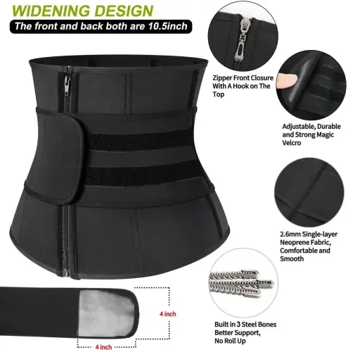 Vaslanda Neoprene Sweat Waist Trainer Corset Trimmer Shaper Belt for Women - 4