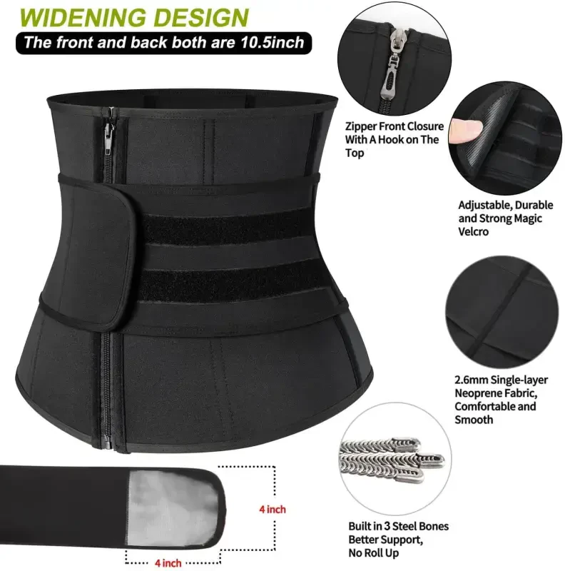 Vaslanda Neoprene Sweat Waist Trainer Corset Trimmer Shaper Belt for Women - 4