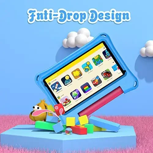 VASOUN bolalar plansheti 7 dyuymli planshet, Android 13 32GB RAM WiFi Dual Camera bilan, Ota-ona nazorati, Bluetooth, Bolalar uchun himoya g'ilof o'g'il qizlar uchun (ko'k) - 5