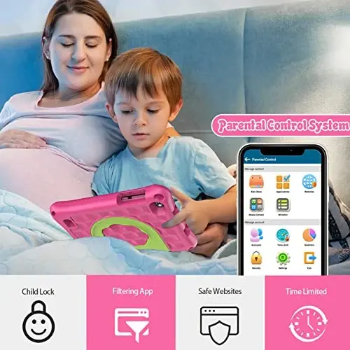 VASOUN Kids Tablet 7 Inch Tablet for Toddlers, Android 13 32GB RAM with WiFi Dual Camera, Parental Control,Bluetooth, Kid-Proof with Case for Boys Girls (Pink) - 3