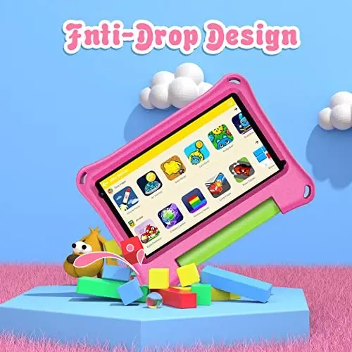 VASOUN Kids Tablet 7 Inch Tablet for Toddlers, Android 13 32GB RAM with WiFi Dual Camera, Parental Control,Bluetooth, Kid-Proof with Case for Boys Girls (Pink) - 4