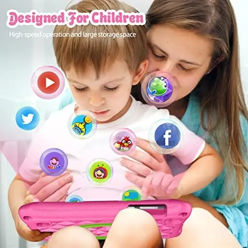 VASOUN Kids Tablet 7 Inch Tablet for Toddlers, Android 13 32GB RAM with WiFi Dual Camera, Parental Control,Bluetooth, Kid-Proof with Case for Boys Girls (Pink) - 5