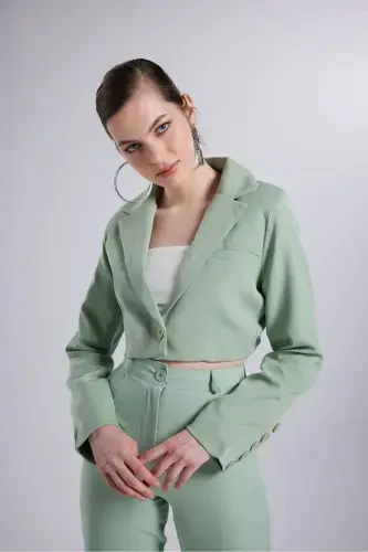 Ваткалы Crop Model Uzun Kol Blazer Panky Ceket Yeş - HOLLY LOLLY (1)