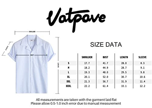 VATPAVE Mens Striped Summer Shirt Casual Button Down Short Sleeve Beach Shirts Cotton Linen Shirts for Men - 8