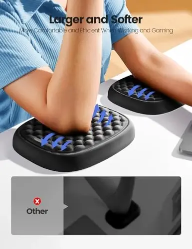 Vaydeer 1pc Elbow Rest Pad, Desk Wrist Rest Armrest, Soft Memory Foam Ergonomic Support, Mouse Cushion Pillow, Wrist Pain Relief for Computer Laptop Working Typing Gaming Travel Office Accessory-Large - 2
