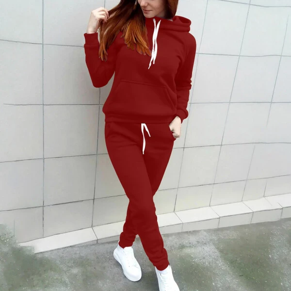 VBTAPA Ayollar uchun Hoodie Sport kostyumi 2 qismli Kundalik sport kostyumi Uzun qisma tortmali futbolka Jogger sport shimlar cho'ntaklar bilan mos keladigan to'plamlar 2025 Kuzgi Kiyimlar Prime Savdo Chegirmasi Sharob M - VBTAPA