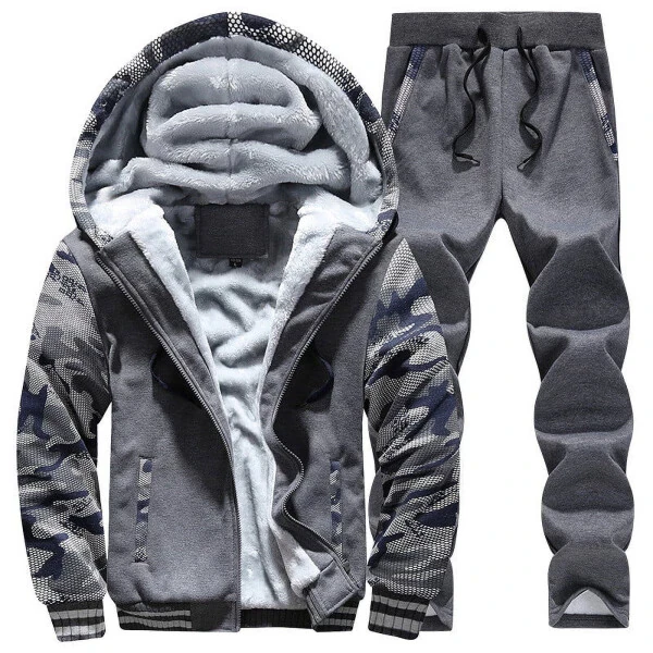 VBTAPA Mens Fleece Lined Tracksuit 2 Piece Casual Athletic Jogging Suits Zip Up Sherpa Hoodie and Drawstring Pants Set Thermal Sweatsuits with Pockets Holiday Deals Dark Gray M - VBTAPA