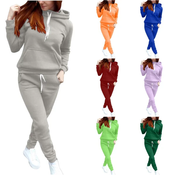 VBTAPA Womens Hoodie Sweatsuit 2 Piece Casual Tracksuit Long Sleeve Drawstring Sweatshirt Jogger Sweatpants Matching Sets with Pockets 2025 Fall Clothes Prime Sales Clearance Wine M - 9