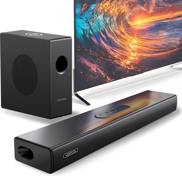 VEAT00L 2.1 kanallı Akıllı TV'ler için Wooferlı Ses Çubuğu, 160 W Çevresel Sesli Bluetooth Ses Çubuğu, Kablosuz Bluetooth 3D Çevresel Sesli Ses Çubuğu, Derin Baslı Ayarlanabilir Ev Sineması Çevresel Sistemi - 1