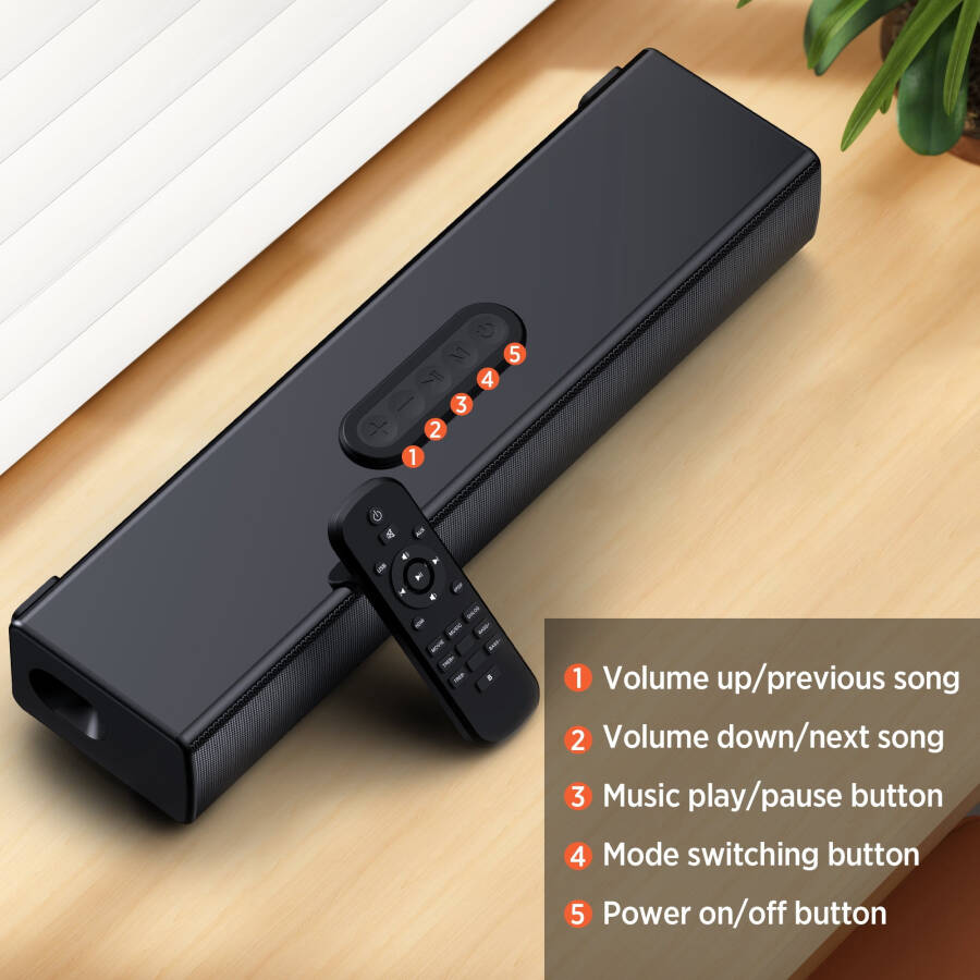 VEAT00L 2.1 kanallı Akıllı TV'ler için Wooferlı Ses Çubuğu, 160 W Çevresel Sesli Bluetooth Ses Çubuğu, Kablosuz Bluetooth 3D Çevresel Sesli Ses Çubuğu, Derin Baslı Ayarlanabilir Ev Sineması Çevresel Sistemi - 3