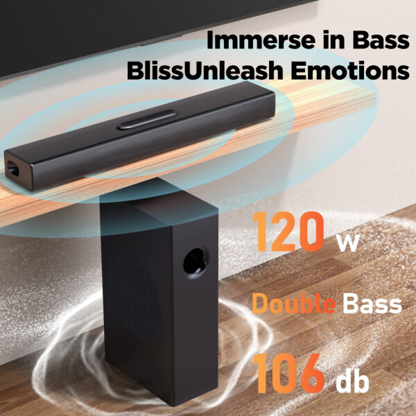 VEAT00L 2.1ch Sound Bars for Smart TV with Subwoofer, 160W Surround Sound Bluetooth Soundbar for TV,Wireless Bluetooth 3D Surround Sound Soundbar Deep Bass Adjustable Home Theater Surround System-BLACK - 4
