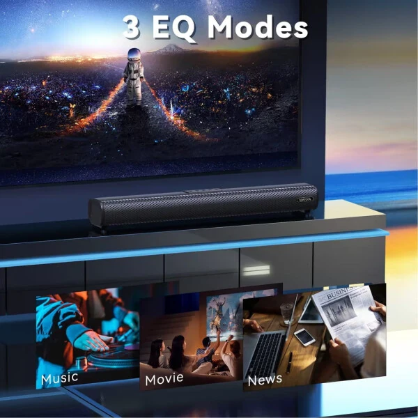 VEAT00L 2.1-канальные звуковые панели для телевизора, звуковая панель с сабвуфером, проводные и беспроводные Bluetooth 5.0 3D-окружающие динамики, оптическое/HDMI/AUX/RCA/USB-подключение, настенное крепление - VEAT00L (1)