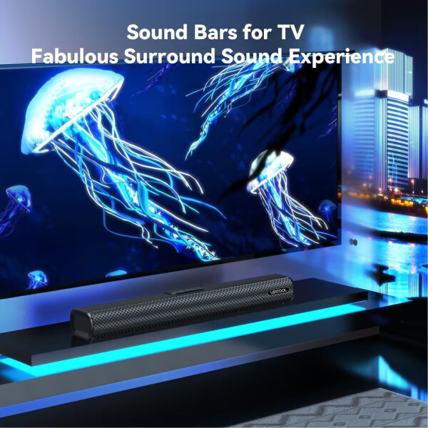 VEAT00L 2.1ch Sound Bars for TV, Soundbar with Subwoofer, Wired & Wireless Bluetooth 5.0 3D Surround Speakers, Optical/HDMI/AUX/RCA/USB Connection, Wall Mountable - 5