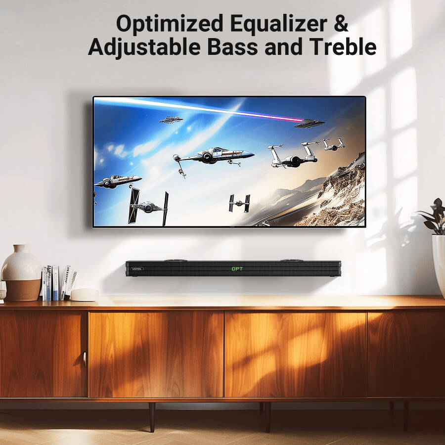 VEAT00L S50L 100W 2.2 kanallı TV ses çubukları, subwooferlı ses çubuğu, kablolu ve kablosuz Bluetooth 5.0 3D çevresel hoparlörler, optik/HDMI/AUX/COAX/USB bağlantısı, duvara monte edilebilir - 6