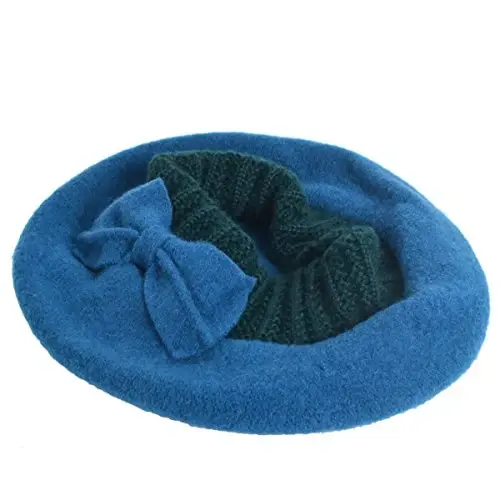 VECRY Lady French Beret 100% Wool Beret Floral Dress Beanie Winter Hat - 3