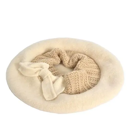 VECRY Lady French Beret 100% Wool Beret Floral Dress Beanie Winter Hat - 3