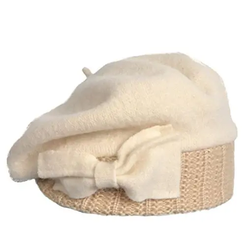 VECRY Lady French Beret 100% Wool Beret Floral Dress Beanie Winter Hat - MODAZONE (1)