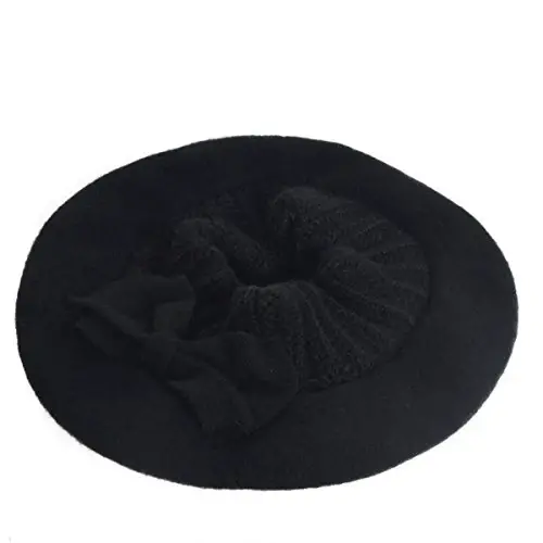 VECRY Lady French Beret 100% Wool Beret Floral Dress Beanie Winter Hat - VECRY (1)