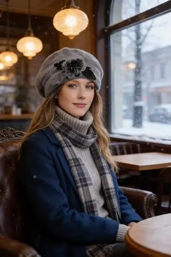 VECRY Lady Fransuz Beret 100% Jun Beret Gulli Ko'ylak Beanie Qishki Shlyapa - 2