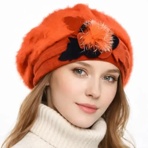 VECRY Lady Fransuz Beret 100% Jun Beret Gulli Libos Beanie Qishki Shlyapa 