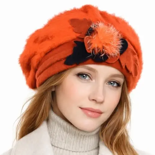 VECRY Lady Fransuz Beret 100% Jun Beret Gulli Libos Beanie Qishki Shlyapa - 2