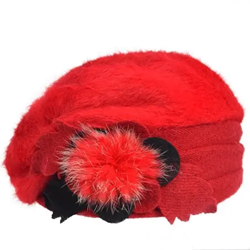 VECRY Lady Fransuz Bereti 100% Jun Beret Gul Naqshli Ko'ylak Beanie Qishki Shlyapa - 2