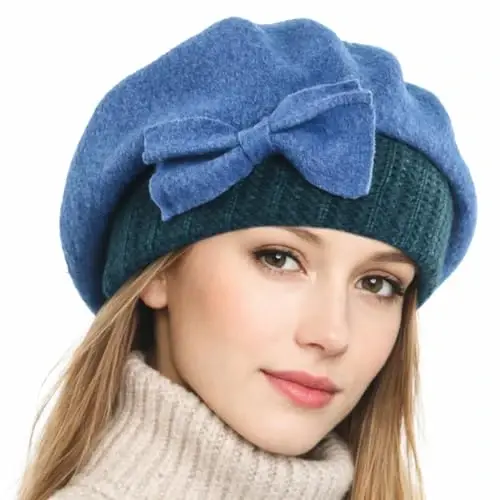 VECRY Lady Fransuz Bereti 100% Jun Beret Gullali Ko'ylak Beanie Qishki Shlyapa - 1