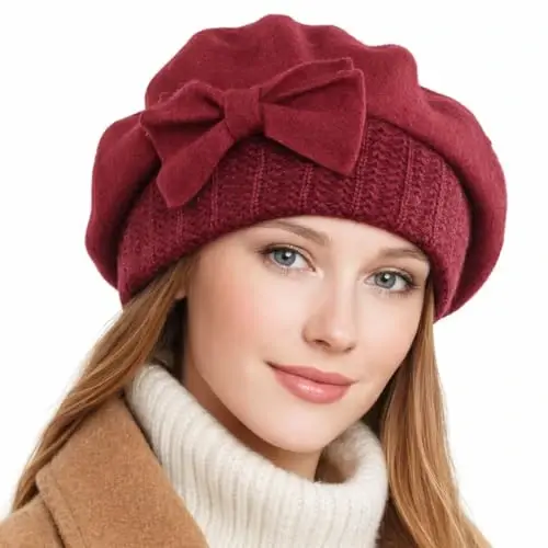 VECRY Lady Fransuz bereti 100% jun beret gulli ko'ylak beanie qishki shapka - 2