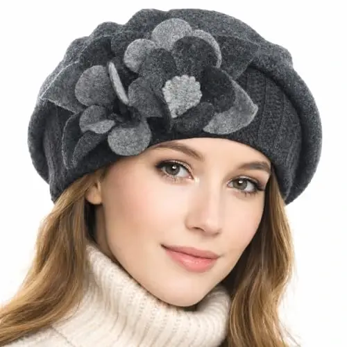 VECRY Lady Frantsuz Beret 100% Jun Beret Gul Ko'ylak Beanie Qishki Shlyapa - 2