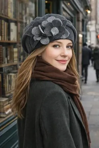 VECRY Lady Frantsuz Beret 100% Jun Beret Gul Ko'ylak Beanie Qishki Shlyapa - 3