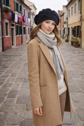 VECRY Lady Frantsuz Beret 100% Jun Beret Gulli Ko'ylak Beanie Qishki Shlyapa - 3