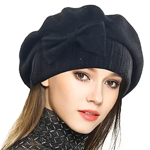 VECRY Lady Frantsuz Beret 100% Jun Beret Gulli Ko'ylak Beanie Qishki Shlyapa - VECRY
