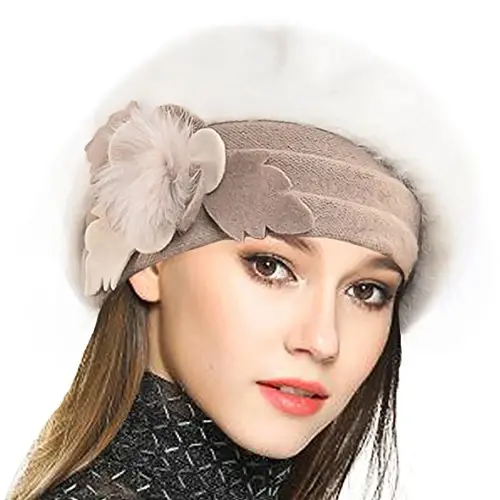 VECRY Lady Frantsuz Beret 100% Jun Beret Gulli Libos Beanie Qishki Shlyapa - 1