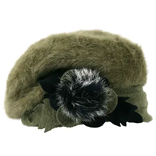 VECRY Lady French Beret 100% Wool Beret Floral Dress Beanie Qishki Shlyapa - 2