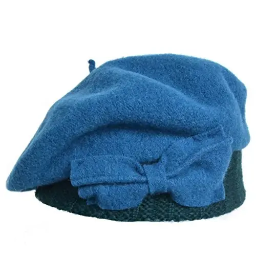 VECRY Lady French Beret 100% Wool Beret Floral Dress Beanie Winter Hat - 2