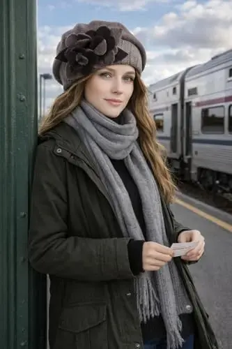 VECRY Lady French Beret 100% Wool Beret Floral Dress Beanie Winter Hat - 3