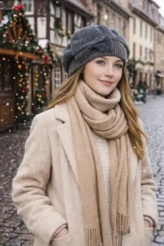 VECRY Lady French Beret 100% Wool Beret Floral Dress Beanie Winter Hat - 3