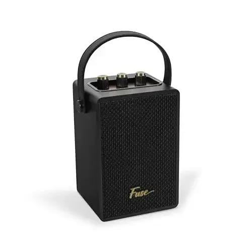 Fuse Andle Vintage Retro Bluetooth Speaker with Vegan Leather Handle | Portable Speaker with Smartphone Connection | USB & AUX Input | Stylish Black Wood Exterior - FUSE