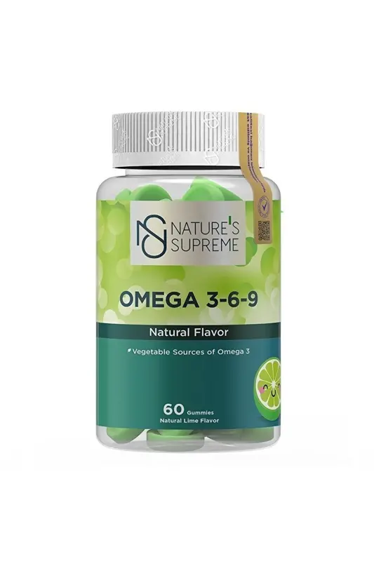 Vegan Omega 3-6-9 Gummies 60 Chewable - Green Lemon - 1